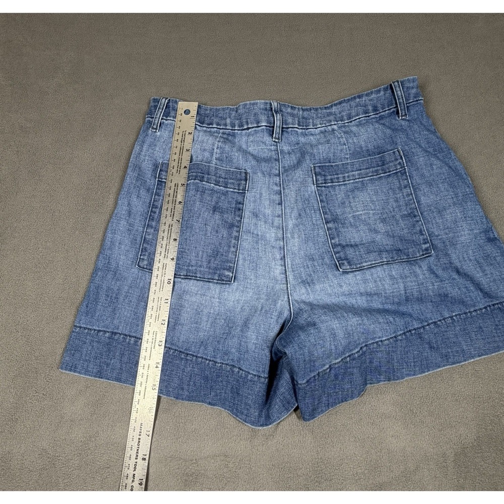 Frank & Eileen Waterford Denim Shorts Size 8 Blue Pleated Cotton Lightweight - Picture 5 of 8